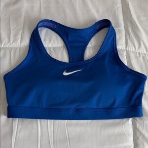 Nike Women's Royal Blue Racerback Sports Bra with White Swoosh